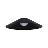 Sort metal loftlampe med bred kegleformet skærm og hvid pære til moderne belysning