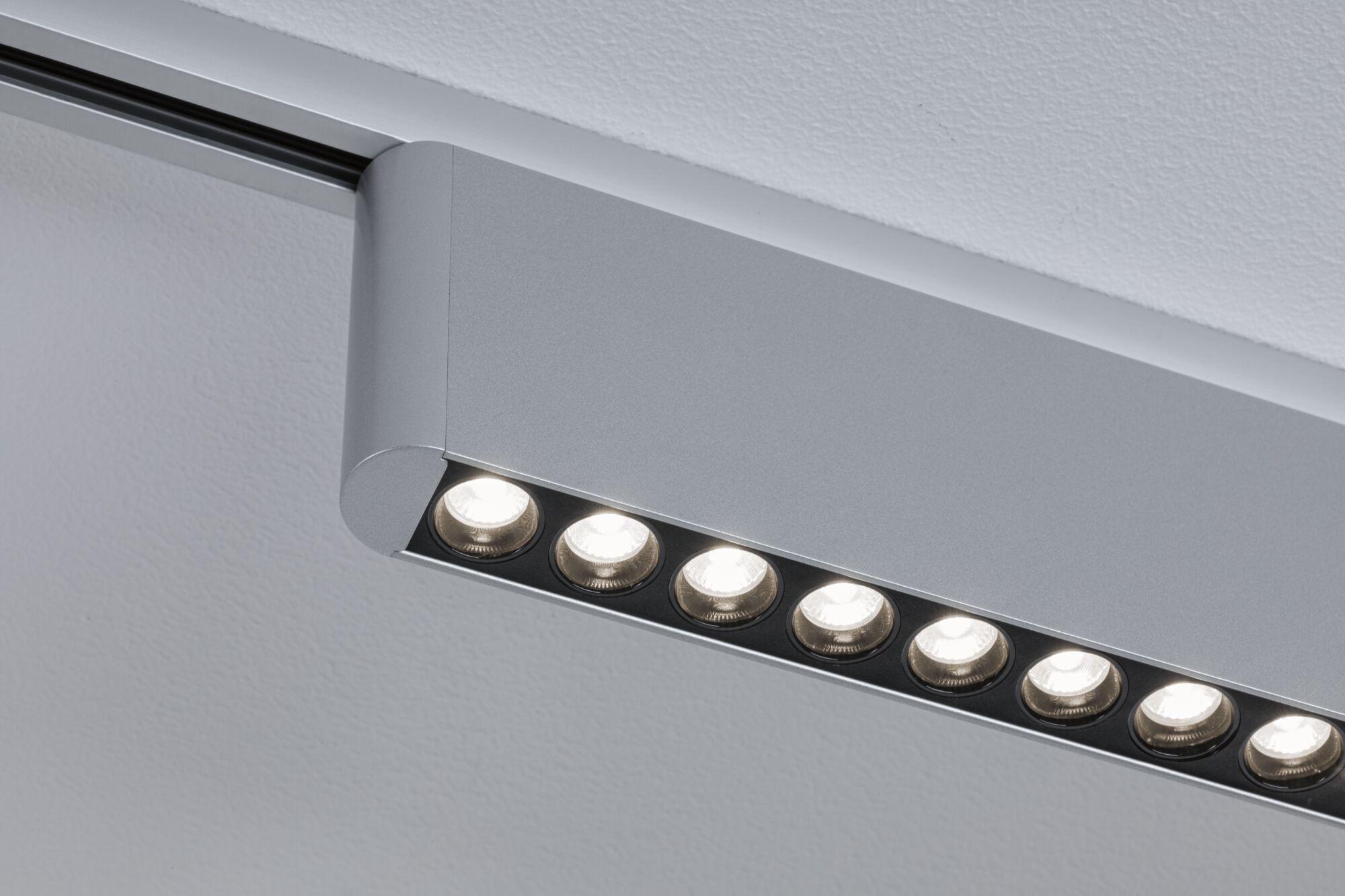 Modern silver aluminium ceiling spotlight with multiple LED lights for indoor lighting