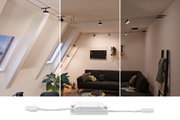 Weißer LED-Verbindungskabel-Adapter für flexible Stromversorgung bei Paulmann Schienensystemen.