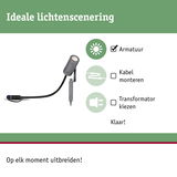 Grijze LED-tuinschijnwerper met grondpen voor eenvoudige montage zonder kabel of transformator