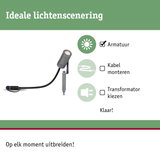 Grijze LED-tuinschijnwerper met grondpen en kabel voor flexibele buitenverlichting