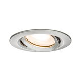 Round recessed spotlight in brushed stainless steel with warm white LED light for modern room lighting