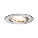 Runder Einbaustrahler aus gebürstetem Edelstahl mit warmweißem LED-Licht für moderne Raumbeleuchtung