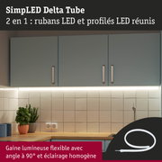 Gaine lumineuse LED flexible avec angle à 90° et éclairage homogène pour plan de travail