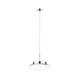 Modern pendant light in chrome with white acrylic shade for elegant room lighting
