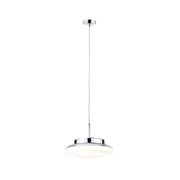 Modern pendant light in chrome with white acrylic shade for elegant room lighting