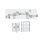 Transparent plastic connector for LED aluminum profiles with assembly guide for light strips.