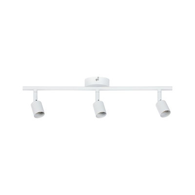 Moderne witte plafondspot met drie verstelbare metalen lampkoppen voor gerichte verlichting
