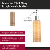 Pendulum URail 2Easy abat-jour en bois clair, suspension décorative avec longueur réglable
