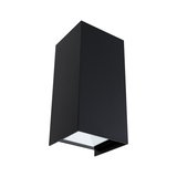 Zwarte aluminium wandlamp met vierkant ontwerp en witte diffuser voor moderne binnenverlichting
