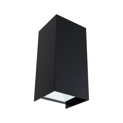 Schwarze Aluminium-Wandleuchte mit quadratischem Design und weißem Diffusor für moderne Innenbeleuchtung