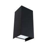 Zwarte aluminium wandlamp met vierkant ontwerp en witte diffuser voor moderne binnenverlichting