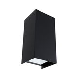 Schwarze Aluminium-Wandleuchte mit quadratischem Design und weißem Diffusor für moderne Innenbeleuchtung