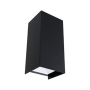 Black metal outdoor wall light with white diffuser for modern exterior lighting solutions