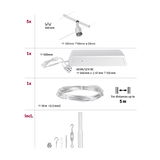 White cable lighting system with 5 lamps, transformer and 10 m cable for flexible indoor LED lighting