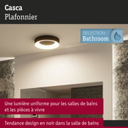 Plafonnier Casca noir LED avec lumière uniforme pour salles de bains et pièces à vivre