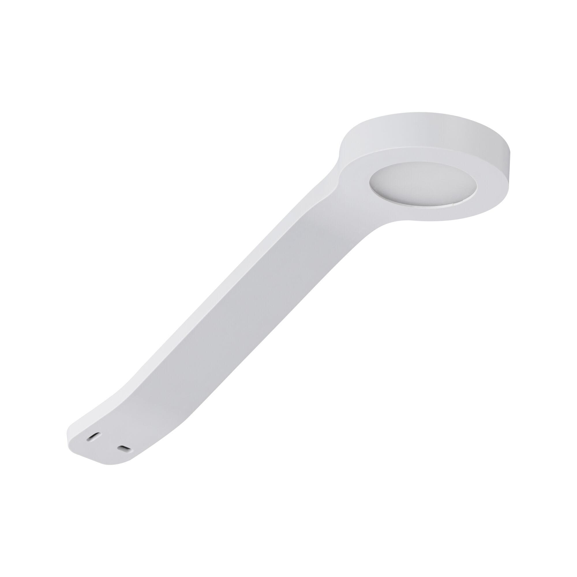 Weißer LED-Wandleuchter aus Metall mit rundem Leuchtkopf für moderne Innenbeleuchtung