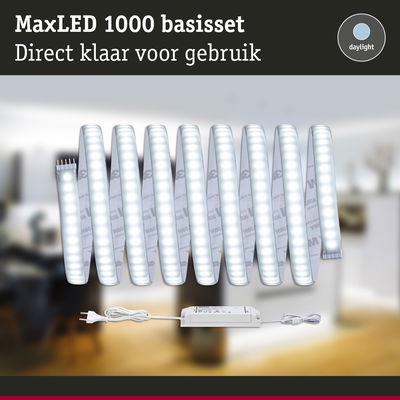 MaxLED 1000 LED-lichtstrip met voeding, wit daglichtkleur voor eenvoudige kamerverlichting
