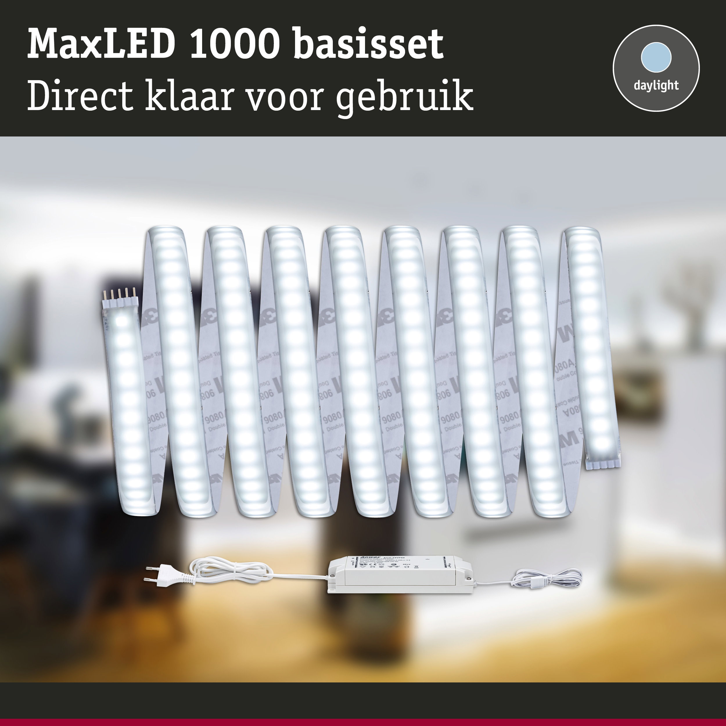 MaxLED 1000 basisset met flexibel wit LED-strip en voeding, daglichtkleur voor eenvoudige installatie