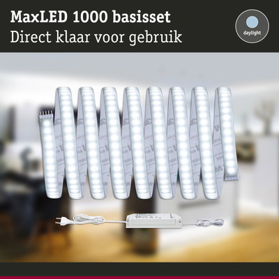 MaxLED 1000 basisset met flexibel wit LED-strip en voeding, daglichtkleur voor eenvoudige installatie