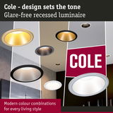 Cole glare-free recessed luminaires in modern colour combinations for stylish living spaces