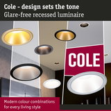 Cole glare-free recessed luminaires in modern colour combinations for stylish living spaces