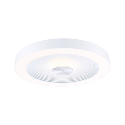 Rund hvid LED-loftslampe med struktureret diffusor og aluminium i midten til moderne belysning