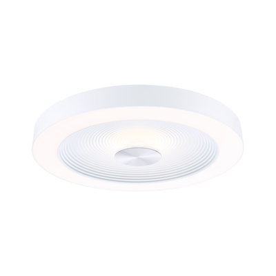 Rund hvid LED-loftslampe med struktureret diffusor og aluminium i midten til moderne belysning