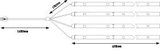Technical drawing showing dimensions of five white linear LED strips, lengths 1600 mm and 400 mm.