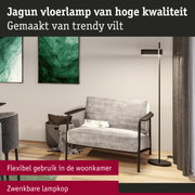 Moderne vloerlamp van grijs vilt met draaibare lampenkap voor flexibel woonkamerlicht