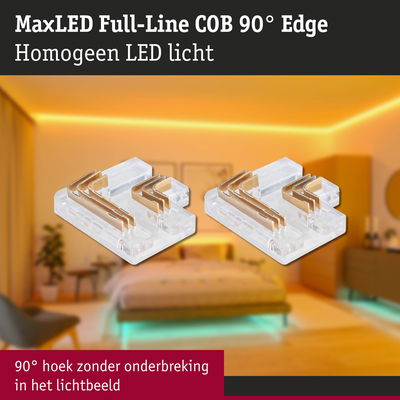 MaxLED Full-Line COB 90° Edge LED-hoekverbinder van transparant kunststof voor naadloos licht