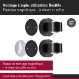 Plaque de montage magnétique noire avec vis et adhésif pour fixation murale flexible et luminaire amovible