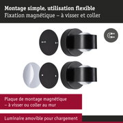 Plaque de montage magnétique noire avec vis et support de luminaire amovible pour fixation murale flexible