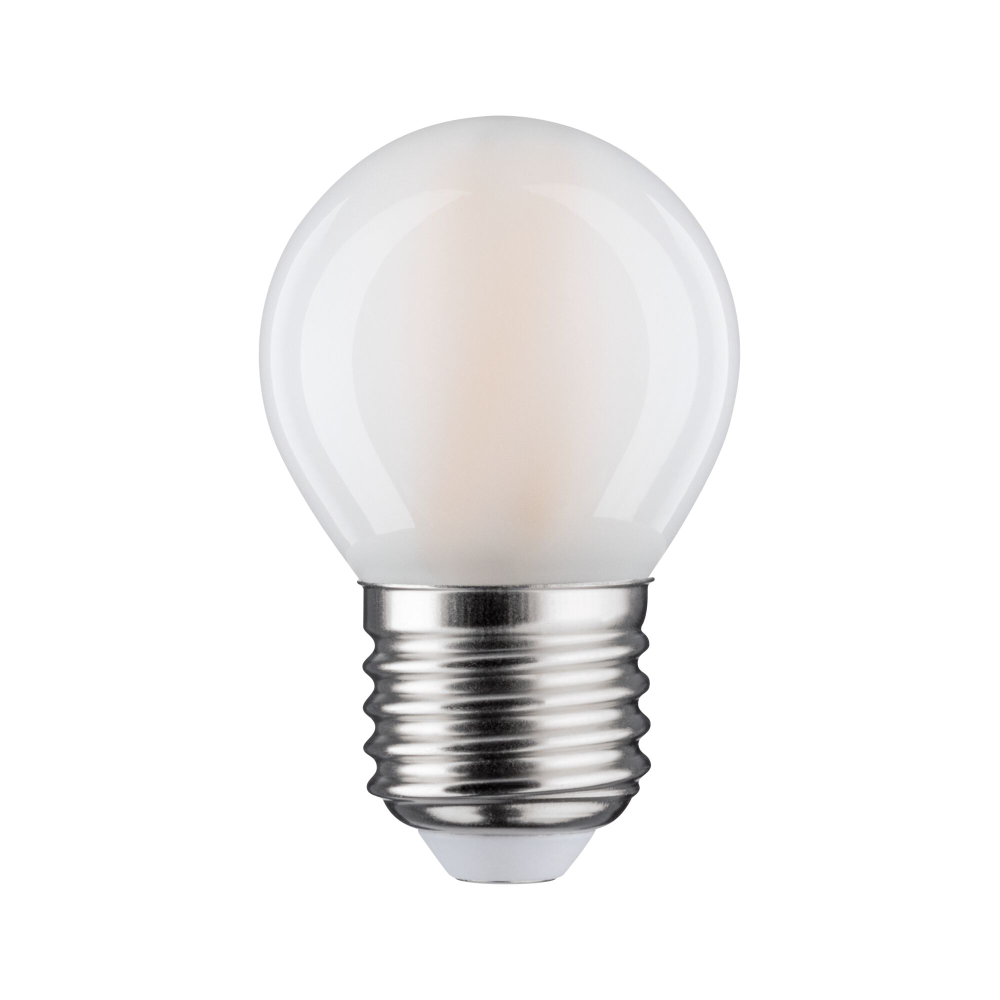 Kleine matte LED-Glühbirne mit E27-Fassung in Weiß für energiesparende Beleuchtung