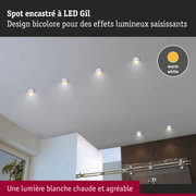 Spot encastré LED Gil design bicolore avec lumière blanc chaud pour éclairage intérieur moderne
