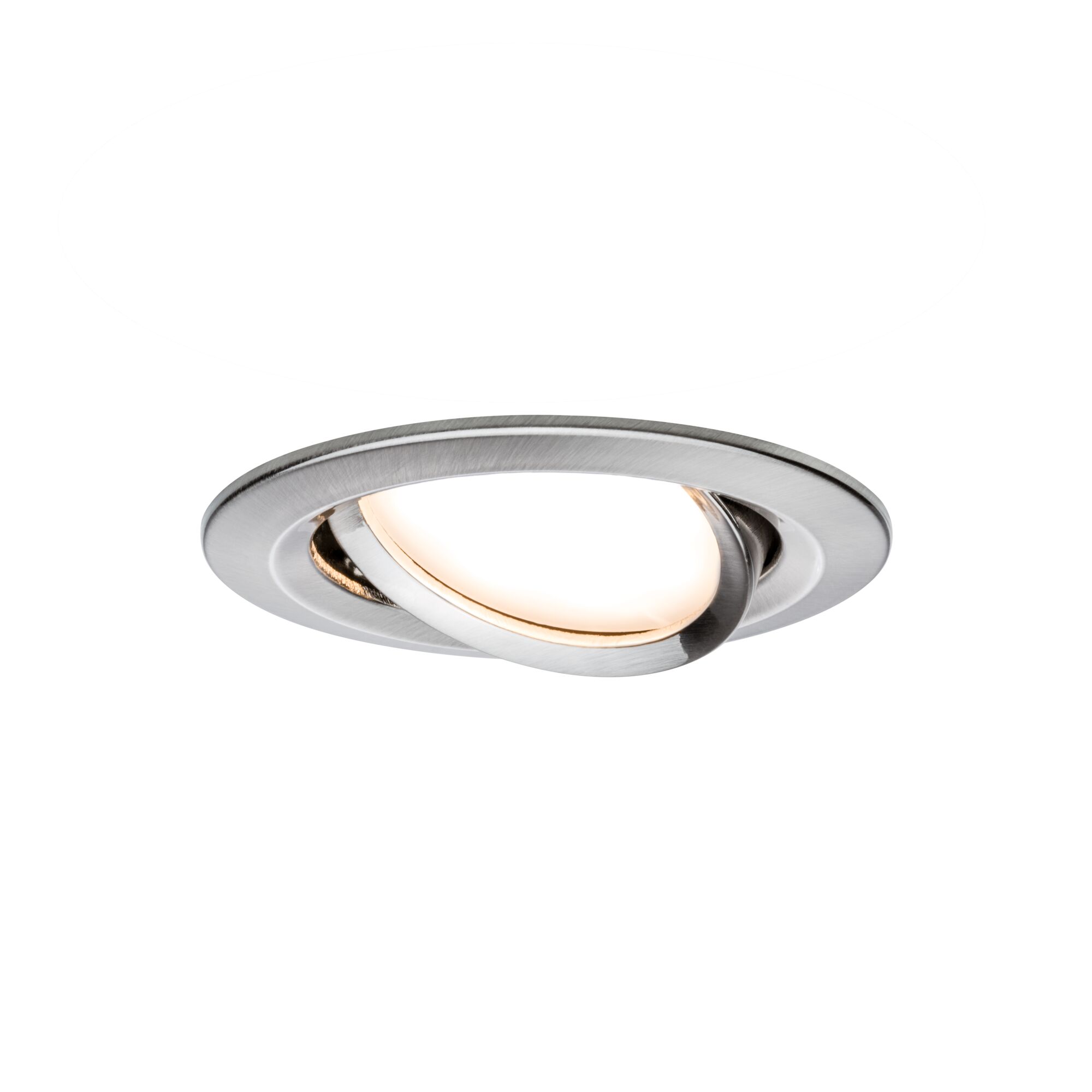 Ronde spot van geborsteld aluminium in zilver met warm wit LED-licht voor plafondmontage