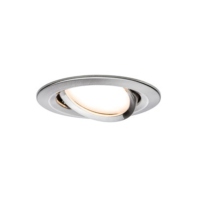 Ronde spot van geborsteld aluminium in zilver met warm wit LED-licht voor plafondmontage