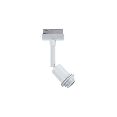 White metal LED spotlight for track systems, adjustable for accent lighting in interiors