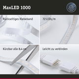MaxLED 1000 LED-Lichtband mit rückseitigem Klebeband, 72 LEDs/m, schneidbar alle 8,4 cm, leicht verbindbar