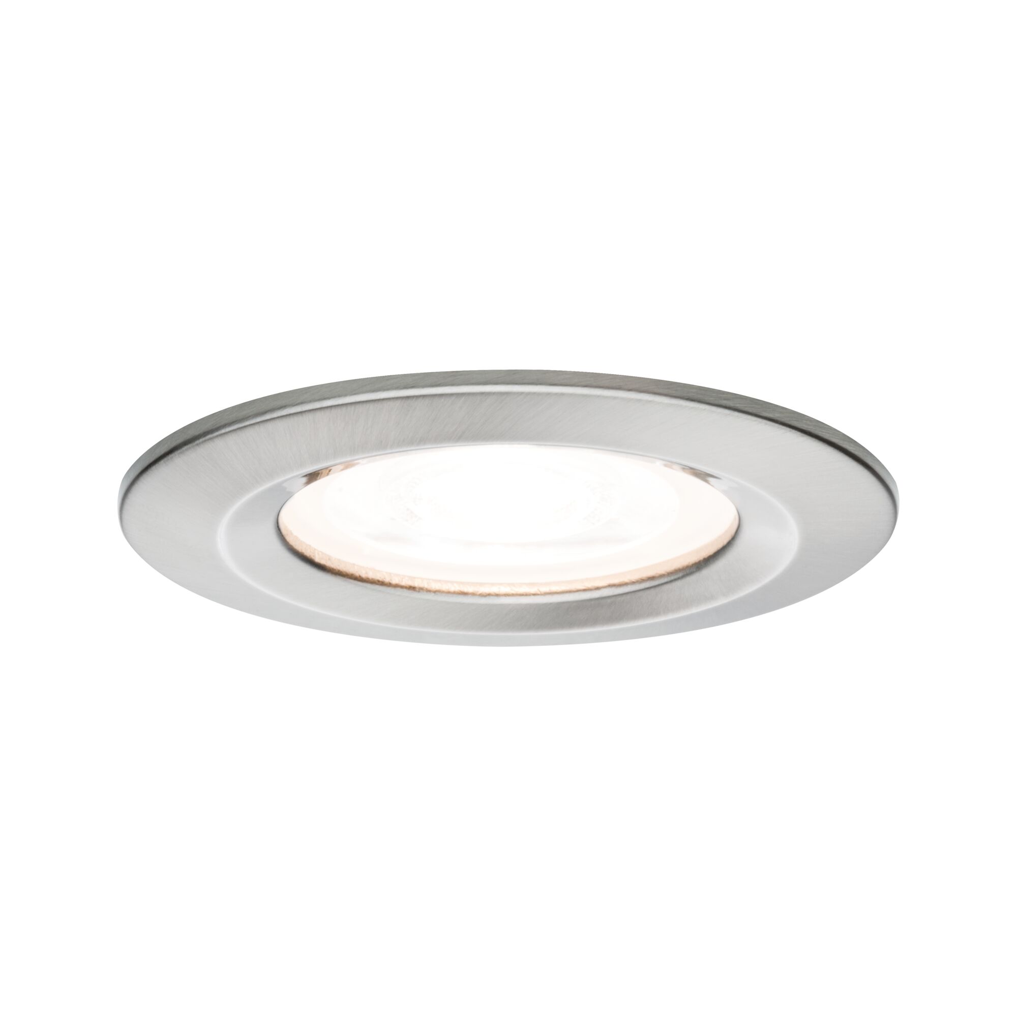 Rundes Einbaustrahler aus gebürstetem Aluminium in Silber für moderne LED-Deckenbeleuchtung