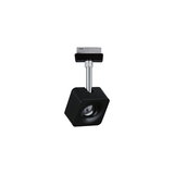 Spot LED carré noir en métal avec articulation réglable pour systèmes de rails d'éclairage.