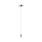 Modern chrome ceiling pendant with white cable for stylish indoor lighting