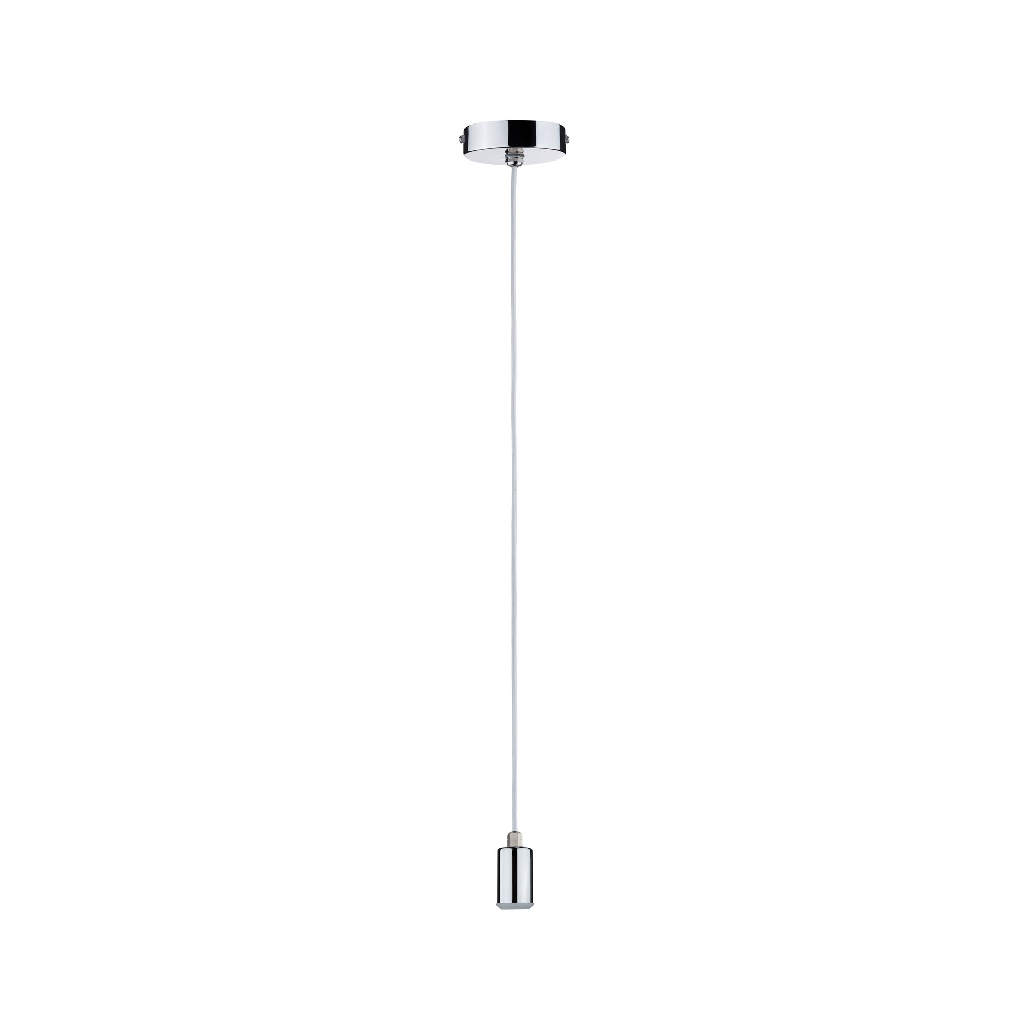 Modern chrome ceiling pendant with white cable for stylish indoor lighting