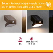 Applique murale solaire noire avec détecteur de mouvement, économique, éclairage puissant la nuit