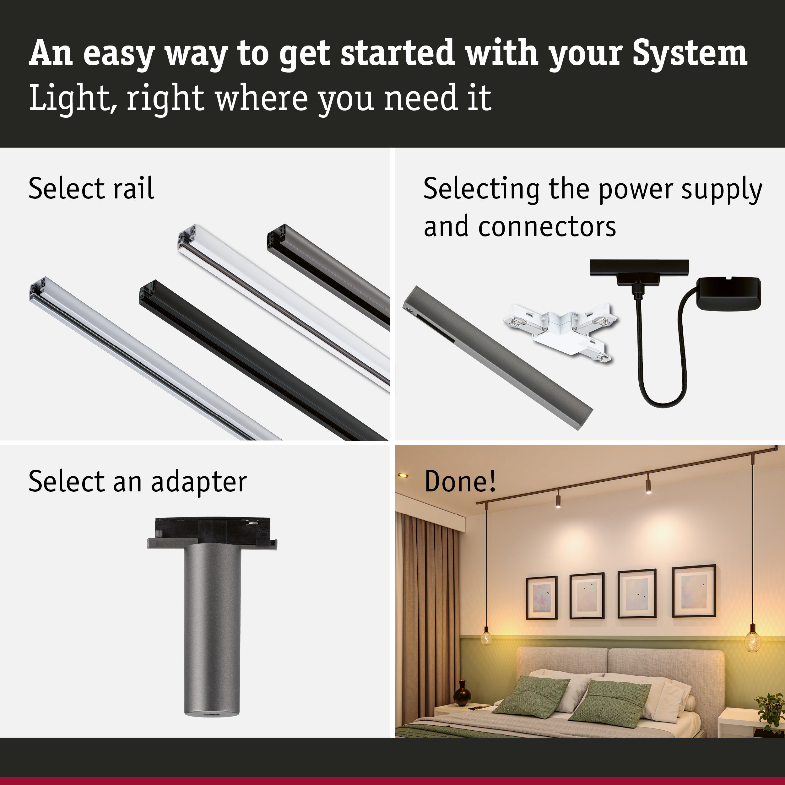 URail Pendant adapters Universal max. 50W 230V Titanium