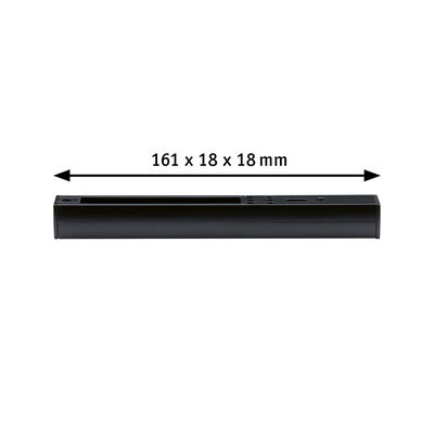 Schwarzes Aluminium-Gehäuse mit Maßen 161 x 18 x 18 mm für LED-Beleuchtungssysteme