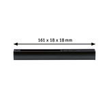 Black aluminum housing measuring 161 x 18 x 18 mm for LED lighting systems