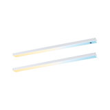 Two white LED strips with warm and cool white light for modern indoor lighting solutions