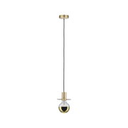 Modern pendant light in gold metal with black cord and decorative bulb ideal for stylish home lighting