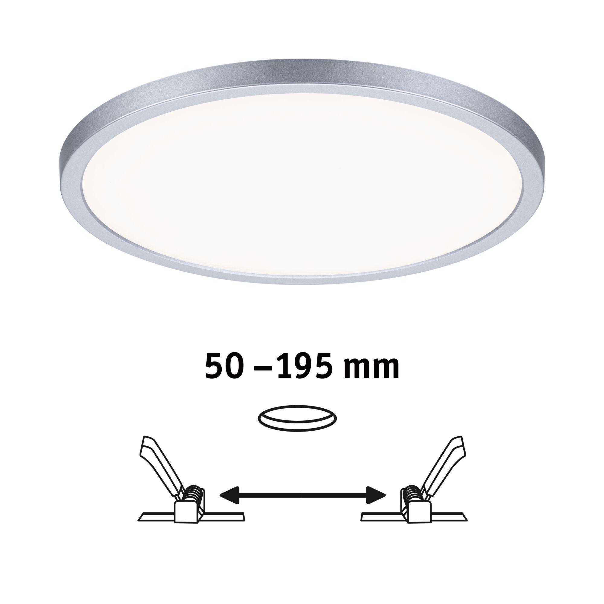 Plafonnier LED rond avec cadre en aluminium argenté et diffuseur blanc pour éclairage intérieur moderne